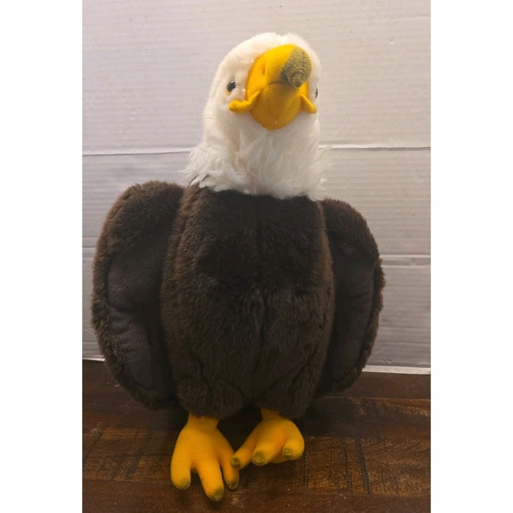 FAO Schwarz American Bald Eagle 14" Plush Stuffed Animal Brown Gold White 2015 - Picture 3 of 8